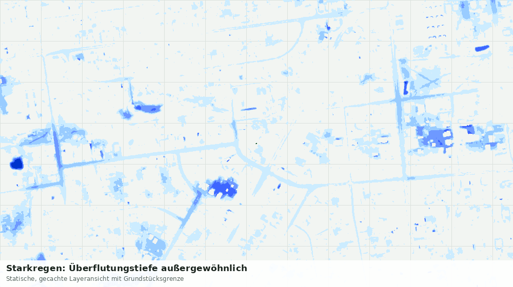 Statische Kartenansicht: Starkregen: Überflutungstiefe außergewöhnlich