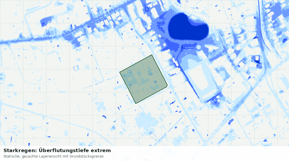 Statische Kartenansicht: Starkregen: Überflutungstiefe extrem