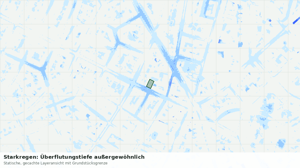 Statische Kartenansicht: Starkregen: Überflutungstiefe außergewöhnlich