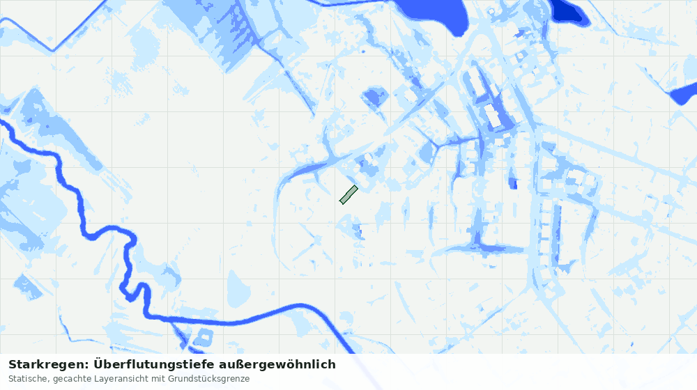 Statische Kartenansicht: Starkregen: Überflutungstiefe außergewöhnlich