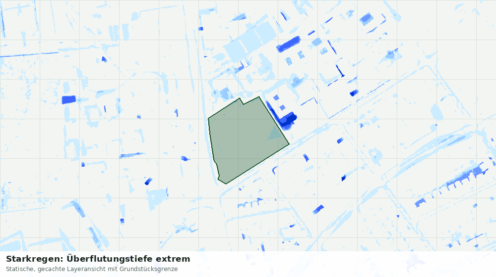 Statische Kartenansicht: Starkregen: Überflutungstiefe extrem