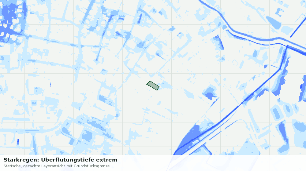 Statische Kartenansicht: Starkregen: Überflutungstiefe extrem