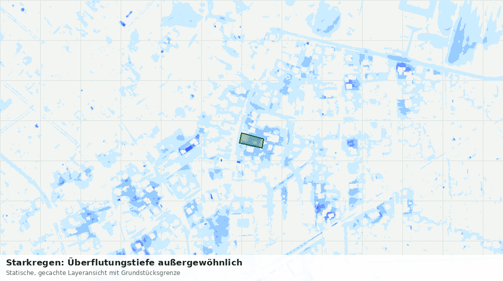Statische Kartenansicht: Starkregen: Überflutungstiefe außergewöhnlich
