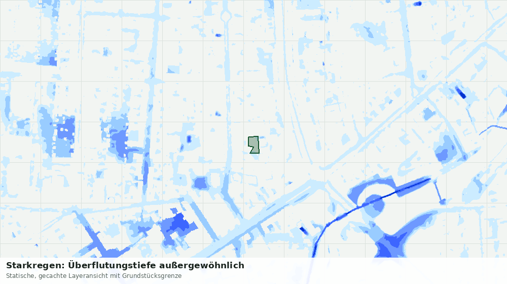 Statische Kartenansicht: Starkregen: Überflutungstiefe außergewöhnlich