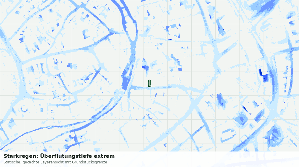 Statische Kartenansicht: Starkregen: Überflutungstiefe extrem