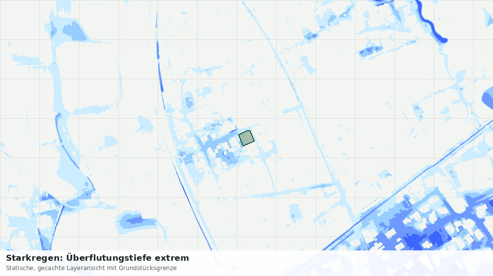 Statische Kartenansicht: Starkregen: Überflutungstiefe extrem