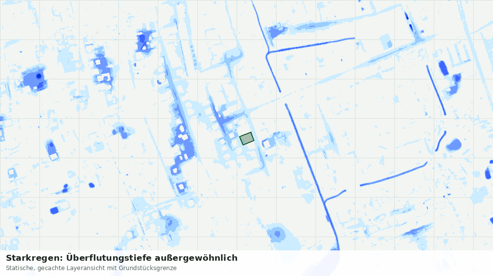 Statische Kartenansicht: Starkregen: Überflutungstiefe außergewöhnlich