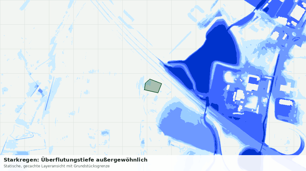 Statische Kartenansicht: Starkregen: Überflutungstiefe außergewöhnlich