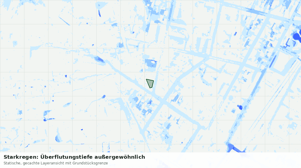Statische Kartenansicht: Starkregen: Überflutungstiefe außergewöhnlich