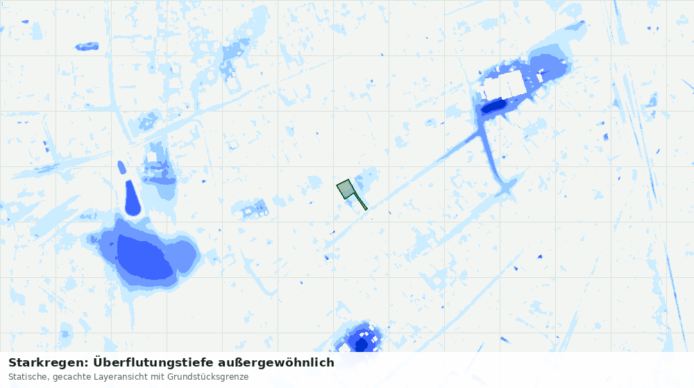 Statische Kartenansicht: Starkregen: Überflutungstiefe außergewöhnlich