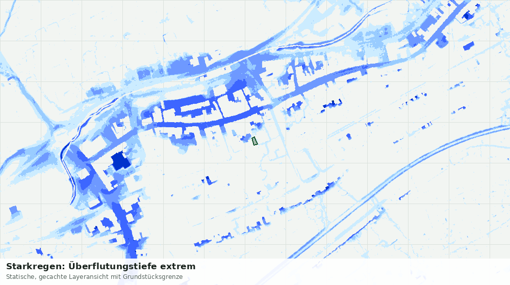 Statische Kartenansicht: Starkregen: Überflutungstiefe extrem