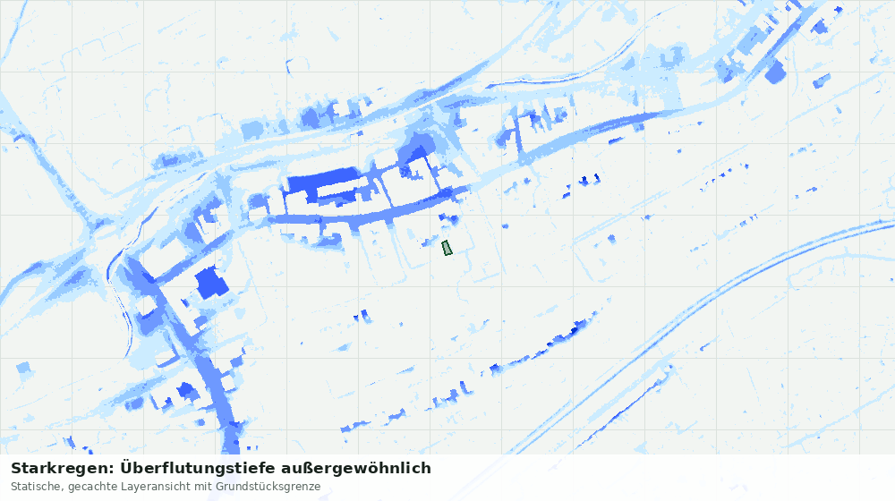 Statische Kartenansicht: Starkregen: Überflutungstiefe außergewöhnlich