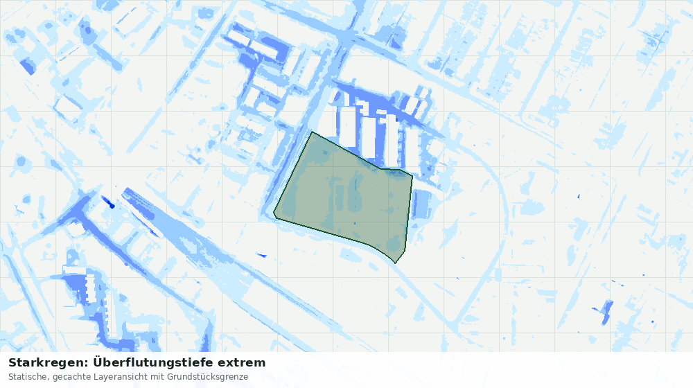 Statische Kartenansicht: Starkregen: Überflutungstiefe extrem