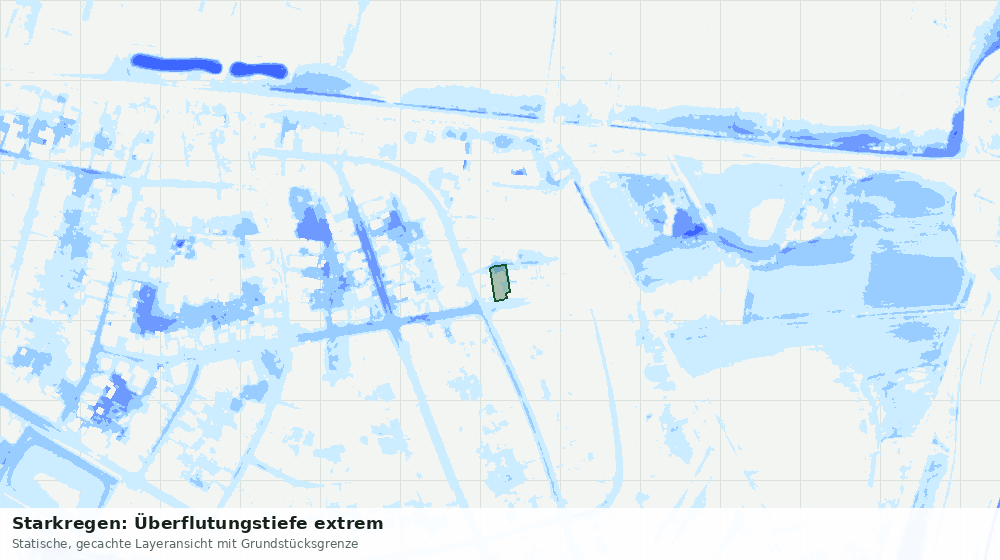 Statische Kartenansicht: Starkregen: Überflutungstiefe extrem