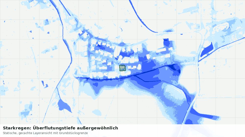 Statische Kartenansicht: Starkregen: Überflutungstiefe außergewöhnlich