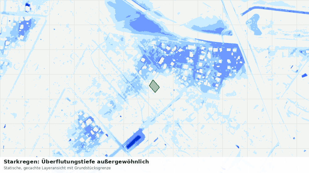 Statische Kartenansicht: Starkregen: Überflutungstiefe außergewöhnlich