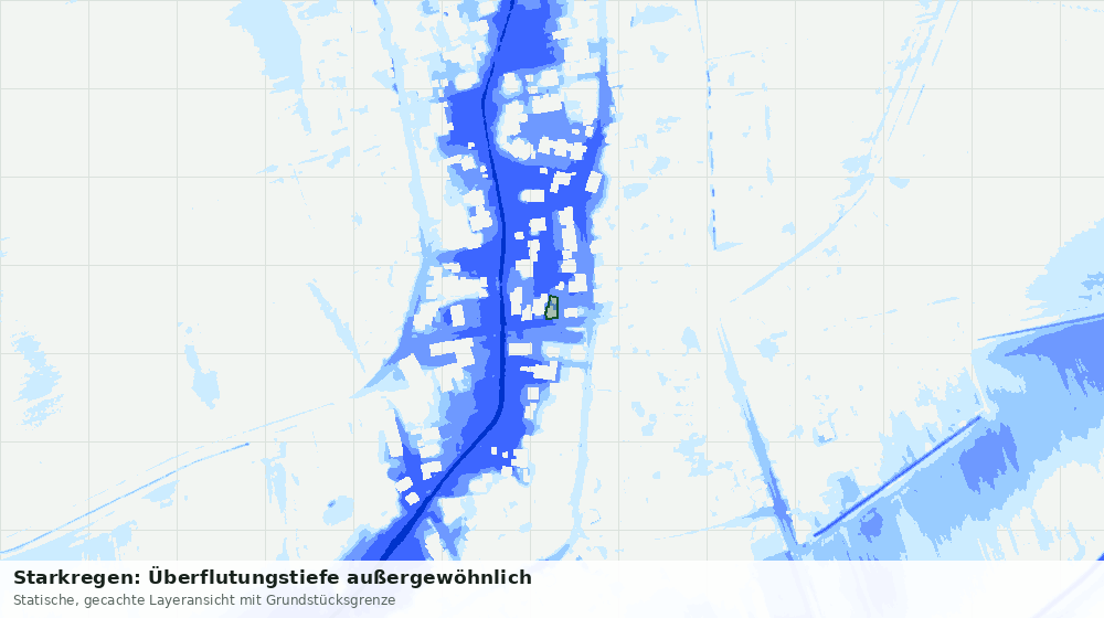 Statische Kartenansicht: Starkregen: Überflutungstiefe außergewöhnlich