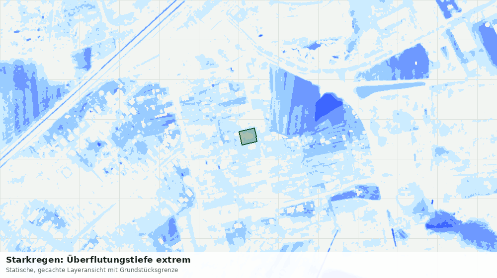 Statische Kartenansicht: Starkregen: Überflutungstiefe extrem