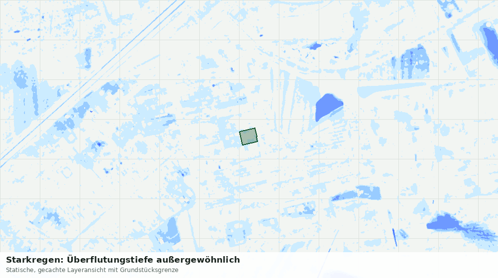 Statische Kartenansicht: Starkregen: Überflutungstiefe außergewöhnlich