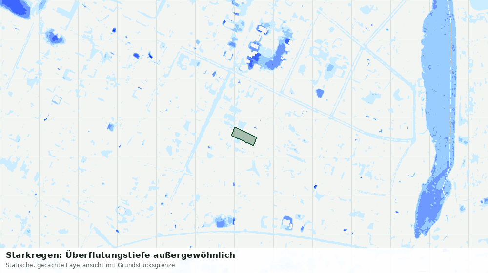 Statische Kartenansicht: Starkregen: Überflutungstiefe außergewöhnlich