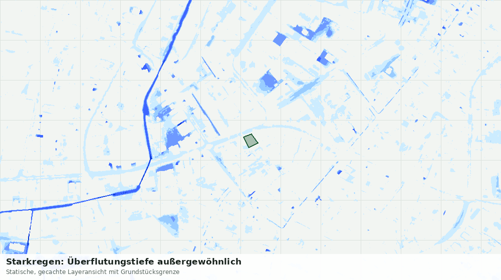 Statische Kartenansicht: Starkregen: Überflutungstiefe außergewöhnlich