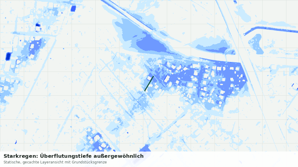 Statische Kartenansicht: Starkregen: Überflutungstiefe außergewöhnlich