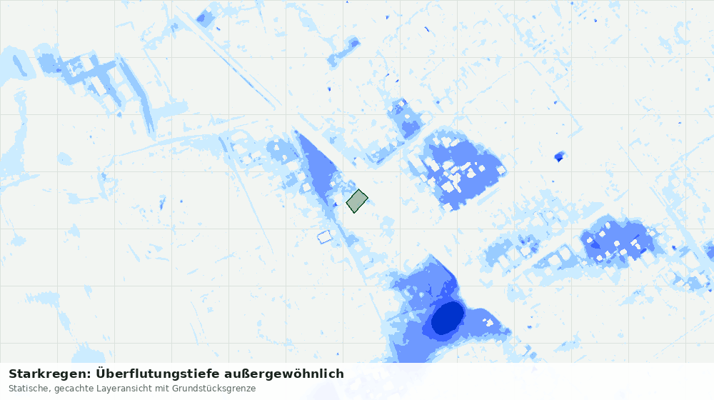 Statische Kartenansicht: Starkregen: Überflutungstiefe außergewöhnlich