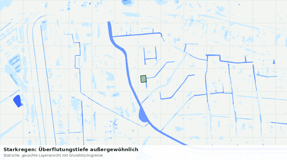 Statische Kartenansicht: Starkregen: Überflutungstiefe außergewöhnlich