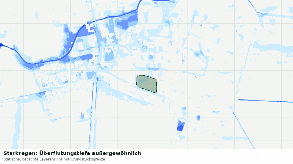 Statische Kartenansicht: Starkregen: Überflutungstiefe außergewöhnlich