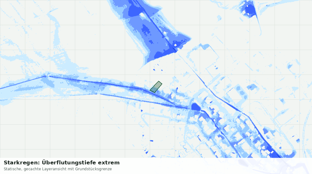Statische Kartenansicht: Starkregen: Überflutungstiefe extrem