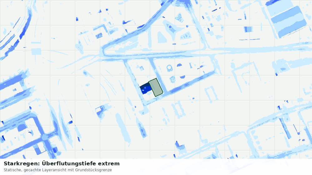 Statische Kartenansicht: Starkregen: Überflutungstiefe extrem