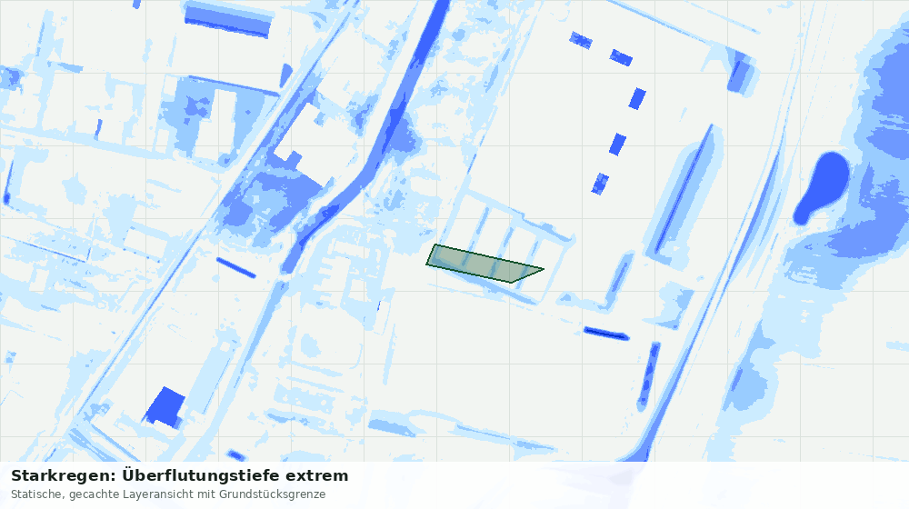 Statische Kartenansicht: Starkregen: Überflutungstiefe extrem