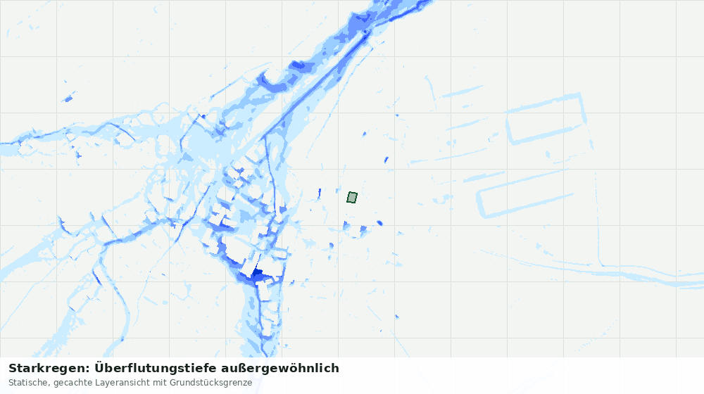 Statische Kartenansicht: Starkregen: Überflutungstiefe außergewöhnlich