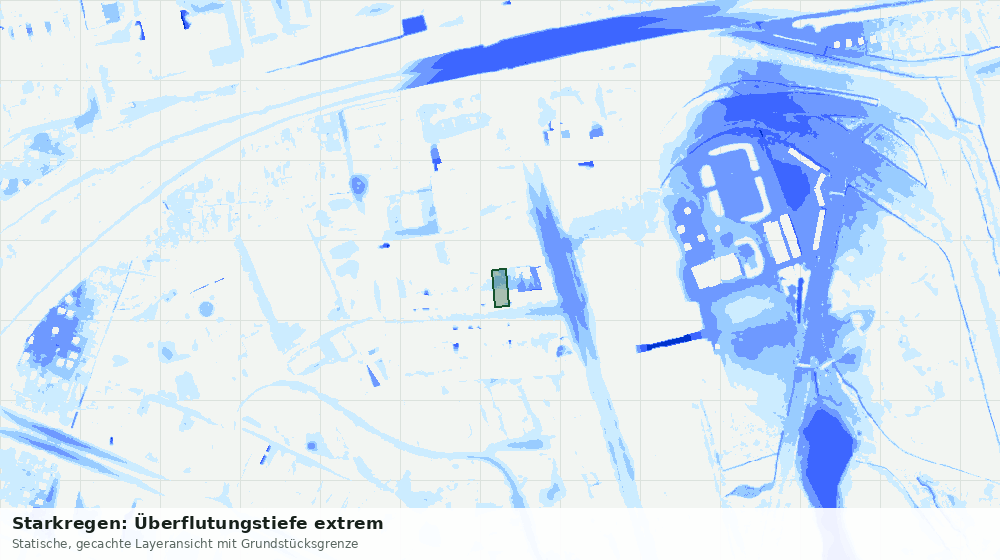 Statische Kartenansicht: Starkregen: Überflutungstiefe extrem