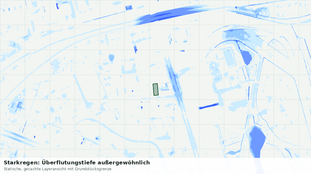 Statische Kartenansicht: Starkregen: Überflutungstiefe außergewöhnlich