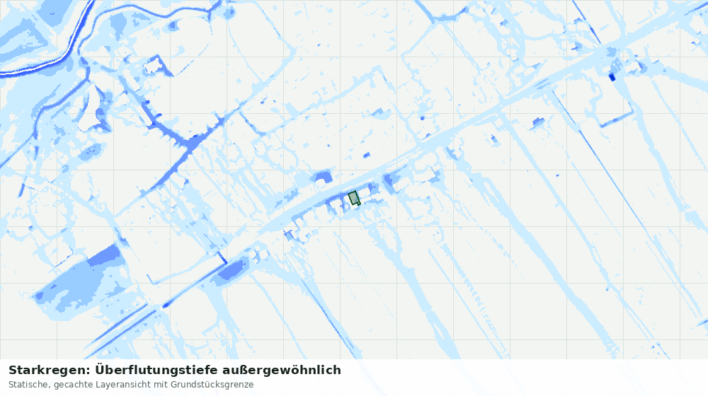 Statische Kartenansicht: Starkregen: Überflutungstiefe außergewöhnlich