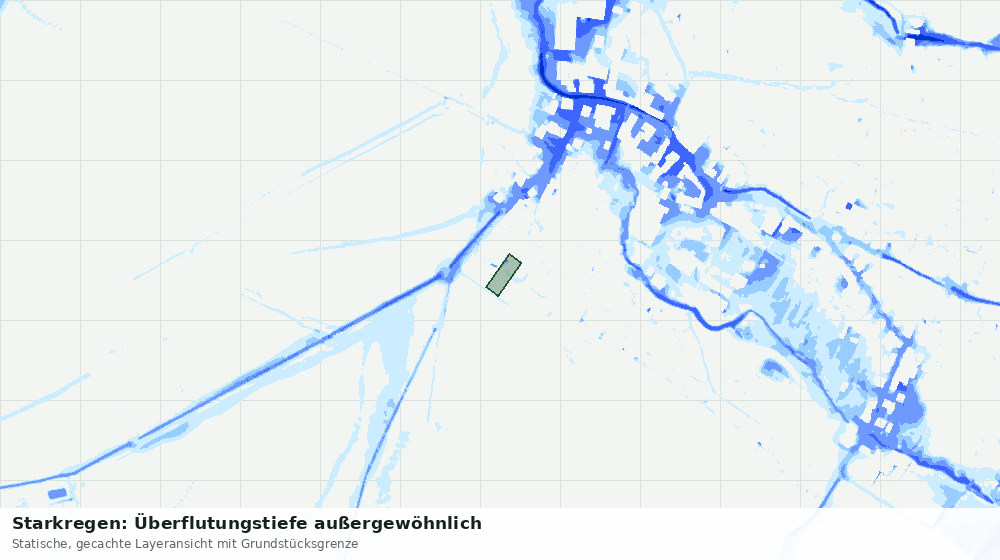 Statische Kartenansicht: Starkregen: Überflutungstiefe außergewöhnlich