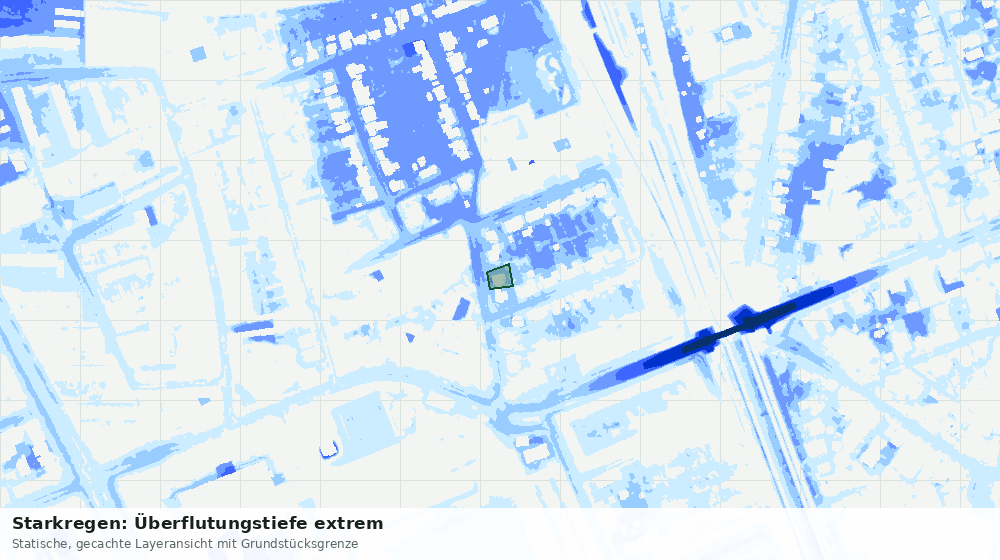 Statische Kartenansicht: Starkregen: Überflutungstiefe extrem
