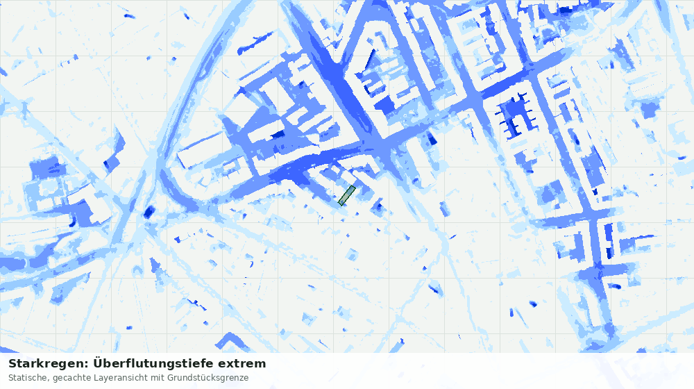 Statische Kartenansicht: Starkregen: Überflutungstiefe extrem