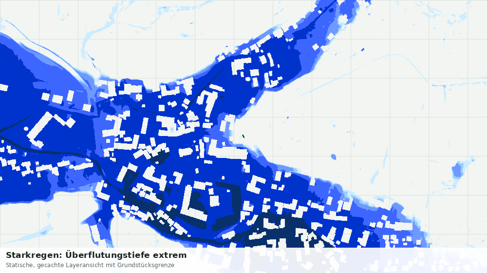 Statische Kartenansicht: Starkregen: Überflutungstiefe extrem