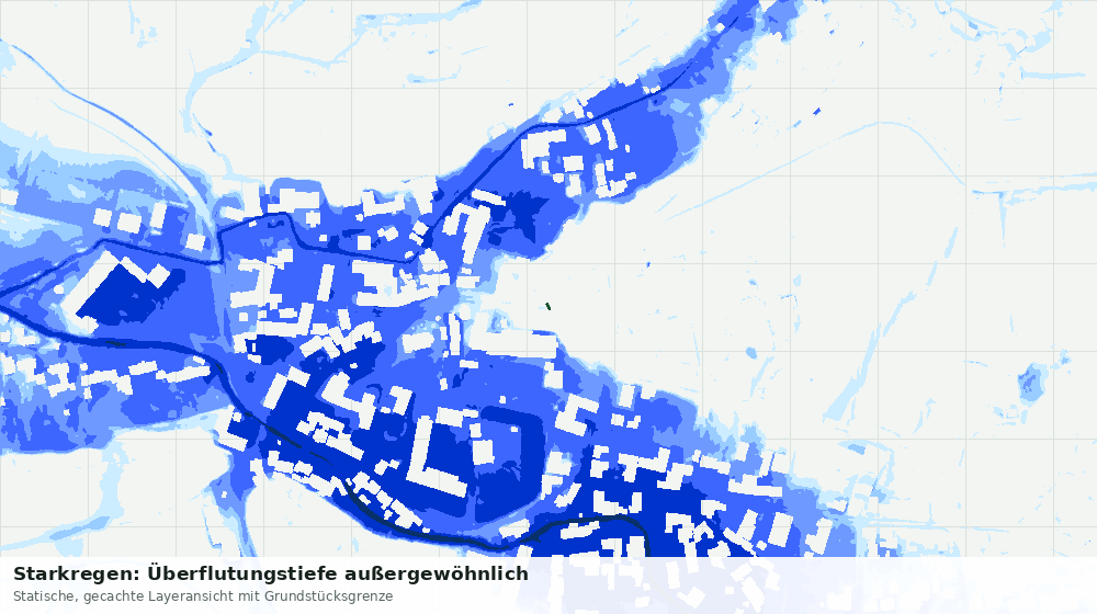 Statische Kartenansicht: Starkregen: Überflutungstiefe außergewöhnlich