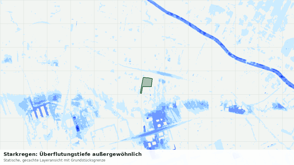 Statische Kartenansicht: Starkregen: Überflutungstiefe außergewöhnlich