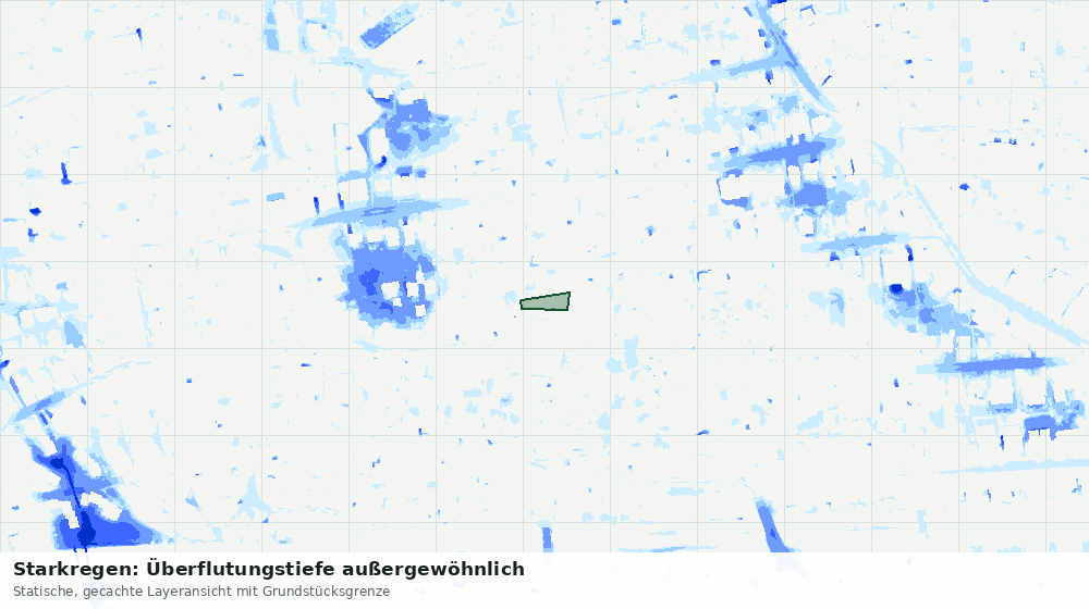 Statische Kartenansicht: Starkregen: Überflutungstiefe außergewöhnlich
