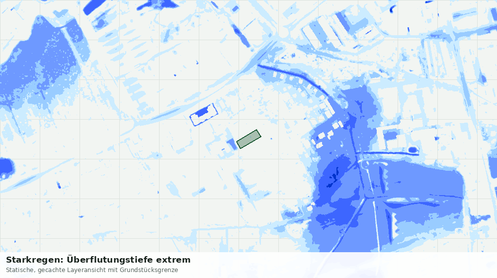 Statische Kartenansicht: Starkregen: Überflutungstiefe extrem