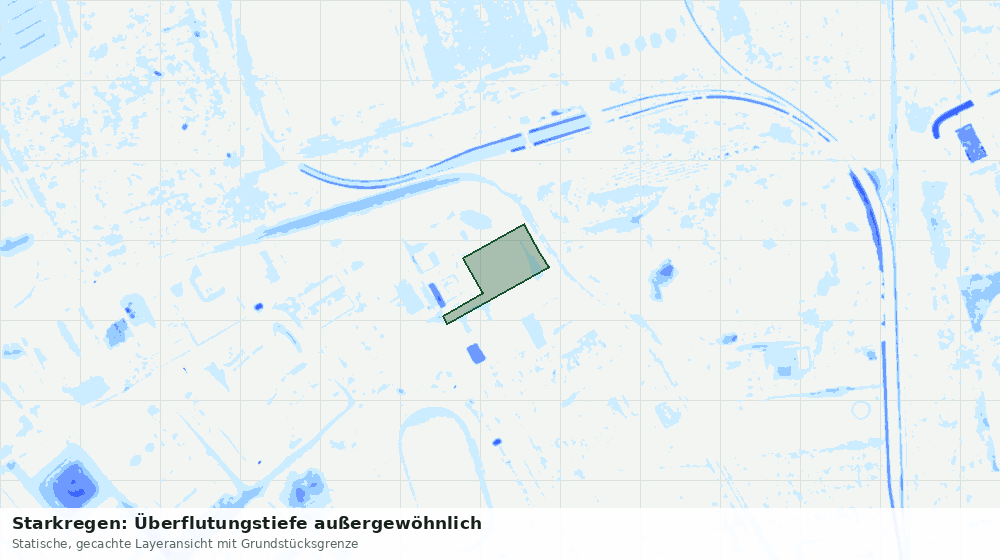Statische Kartenansicht: Starkregen: Überflutungstiefe außergewöhnlich