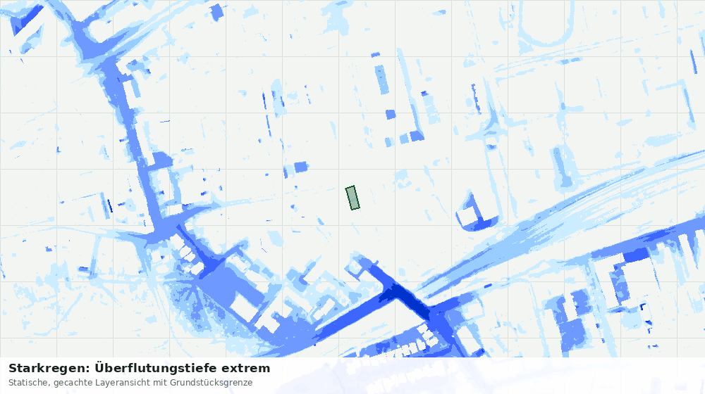 Statische Kartenansicht: Starkregen: Überflutungstiefe extrem