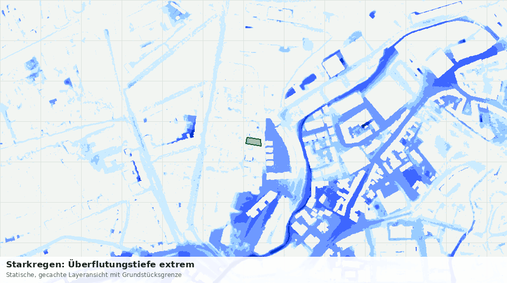 Statische Kartenansicht: Starkregen: Überflutungstiefe extrem
