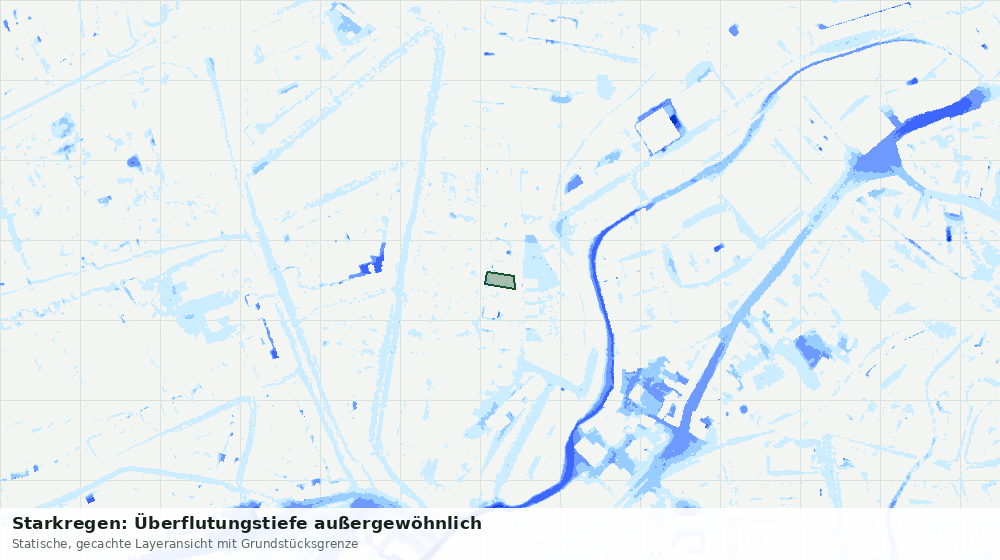 Statische Kartenansicht: Starkregen: Überflutungstiefe außergewöhnlich