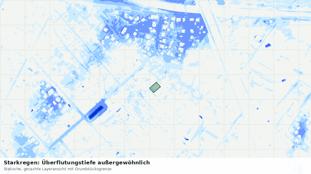 Statische Kartenansicht: Starkregen: Überflutungstiefe außergewöhnlich