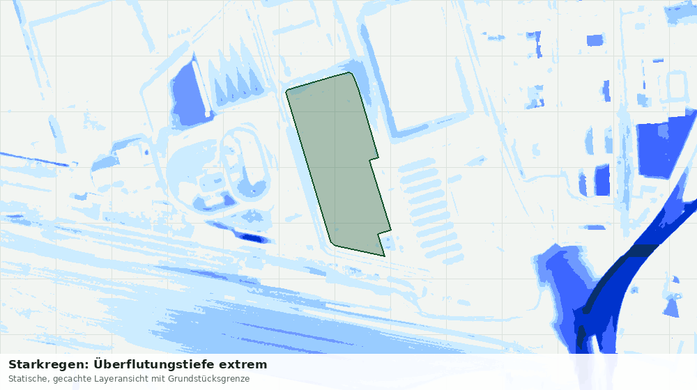 Statische Kartenansicht: Starkregen: Überflutungstiefe extrem